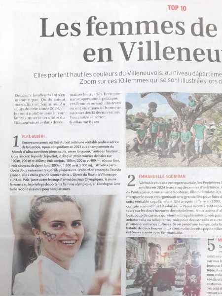 Elea Aubert top 10 des 10 femmes de l'année en villeneuvois